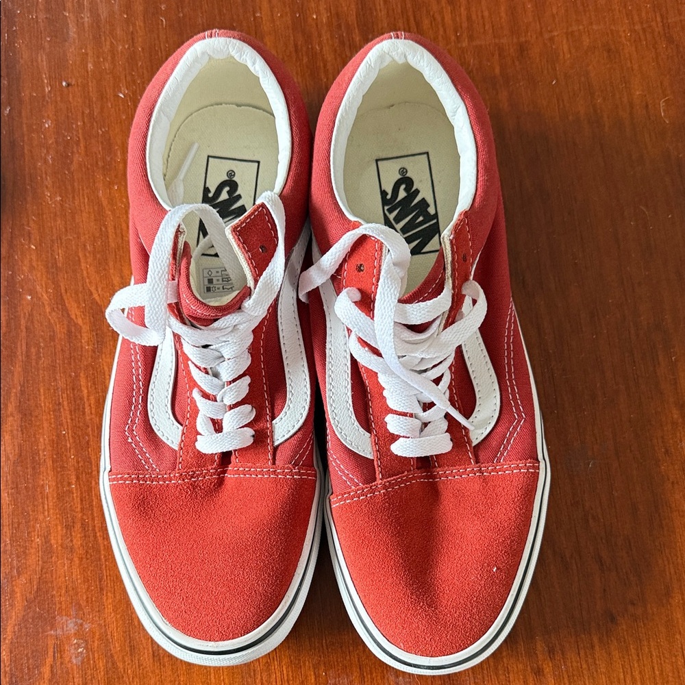 Vans Kids Men's Sz 7.5 Old Skool Red and White Skate Sneakers